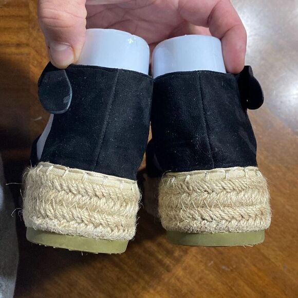 BellaMarie black suede leather platform wedge sandals size 7.5 - Picture 2 of 9